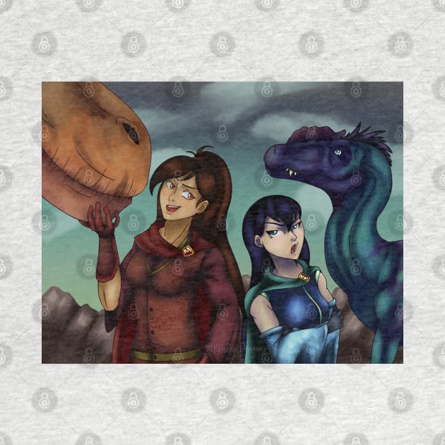 Girls with Dinosaurs by SakuraDragon